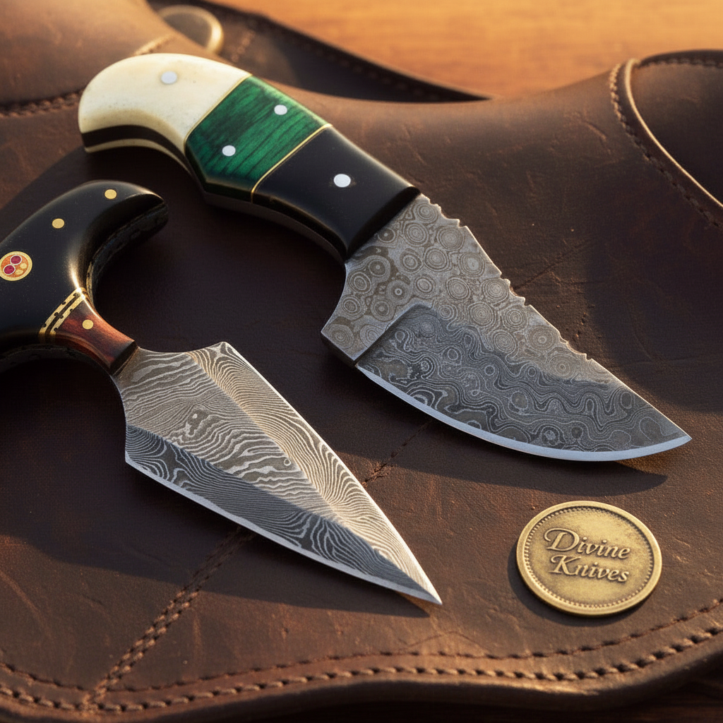 Push Dagger and Skinner Set with Contoured Horn and Bone Handles for Field Carry by Divine Knives — product view 2