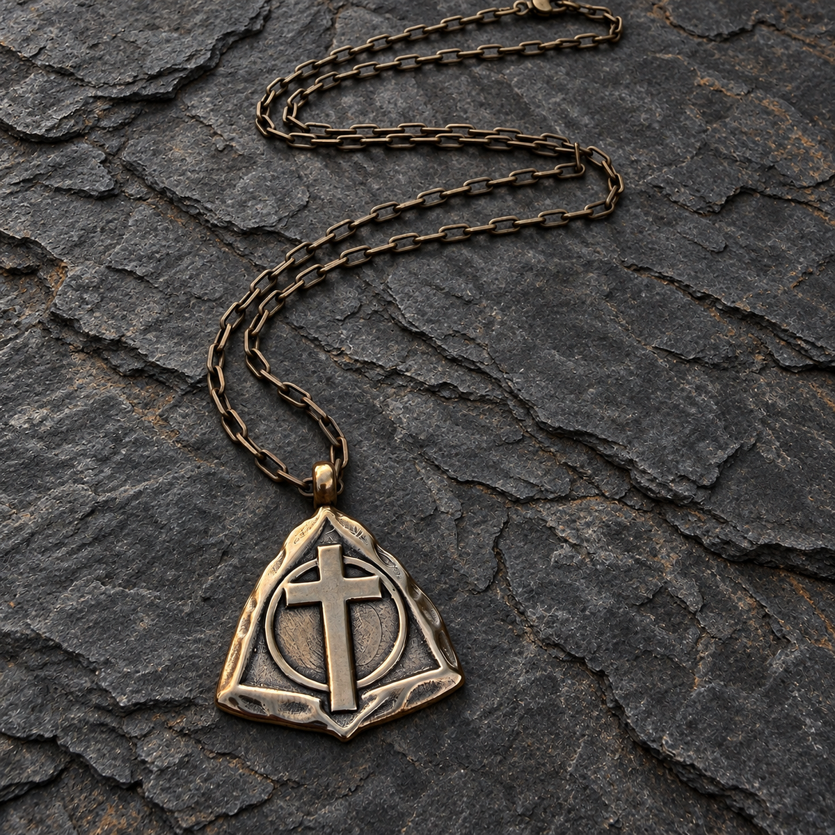 The Resurrection Cross - Bronze Christian necklace by Forged By Fire - additional view 3