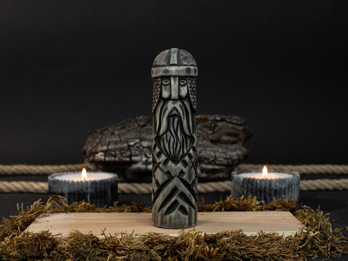 Hand-Carved Baldr Wooden Figurine – Norse God of Light and Purity by Sharky Forged Steel Tools