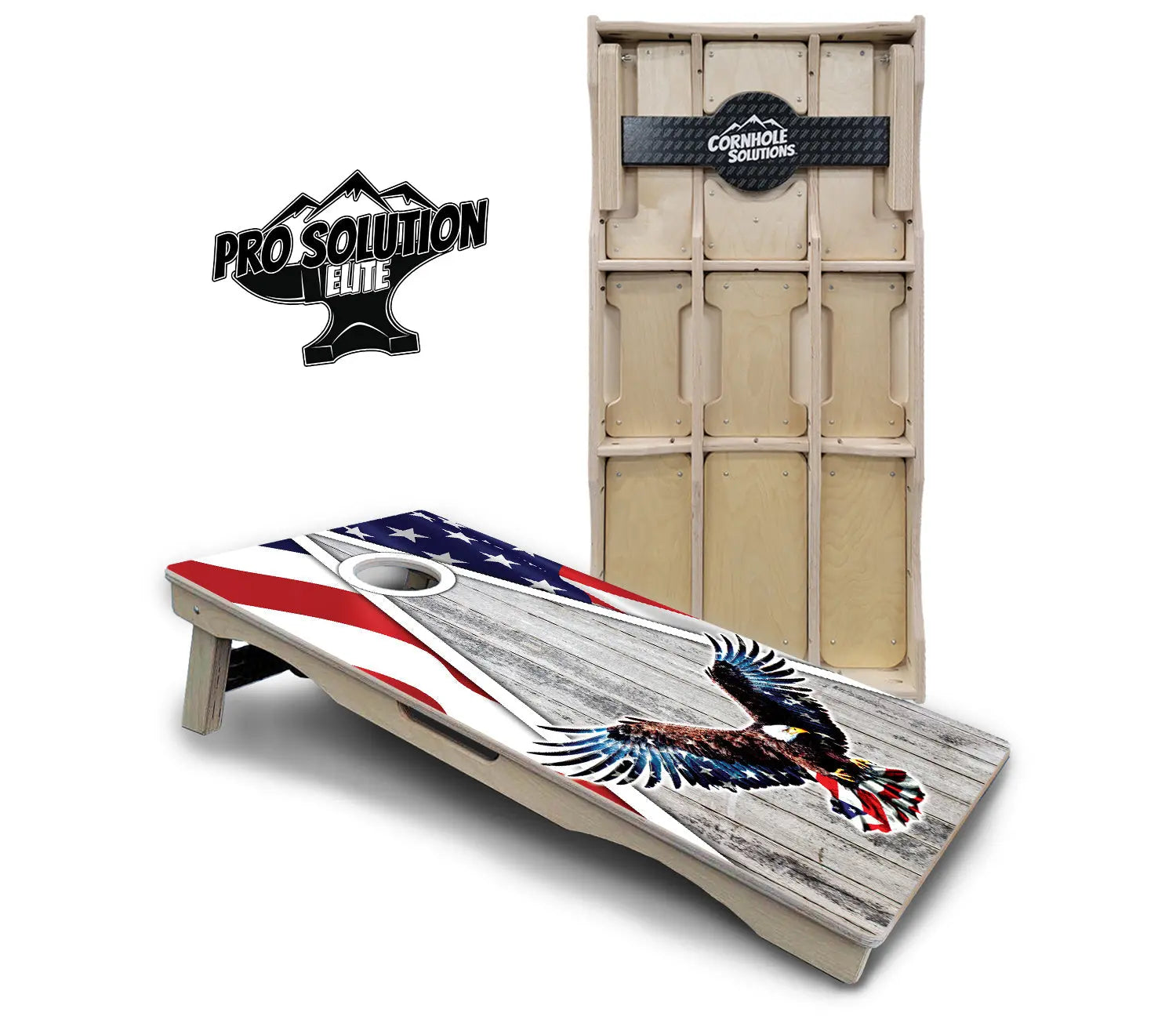 Eagle Triangle Whitewash Cornhole Boards - Pro Solution Elite Series by Cornhole Solutions, custom cornhole board main product photo