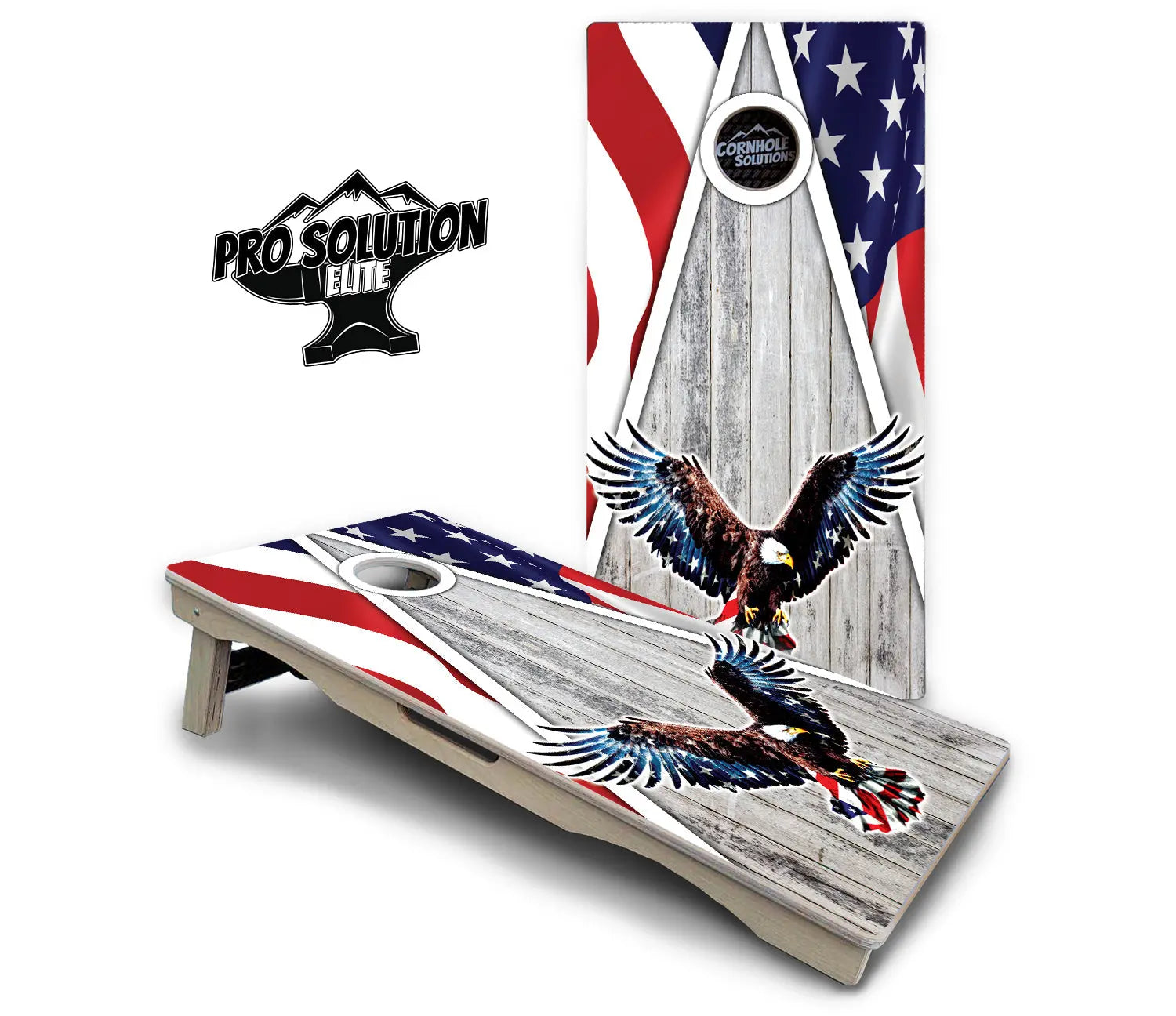 Eagle Triangle Whitewash Cornhole Boards - Pro Solution Elite Series by Cornhole Solutions, custom cornhole board detail photo 2
