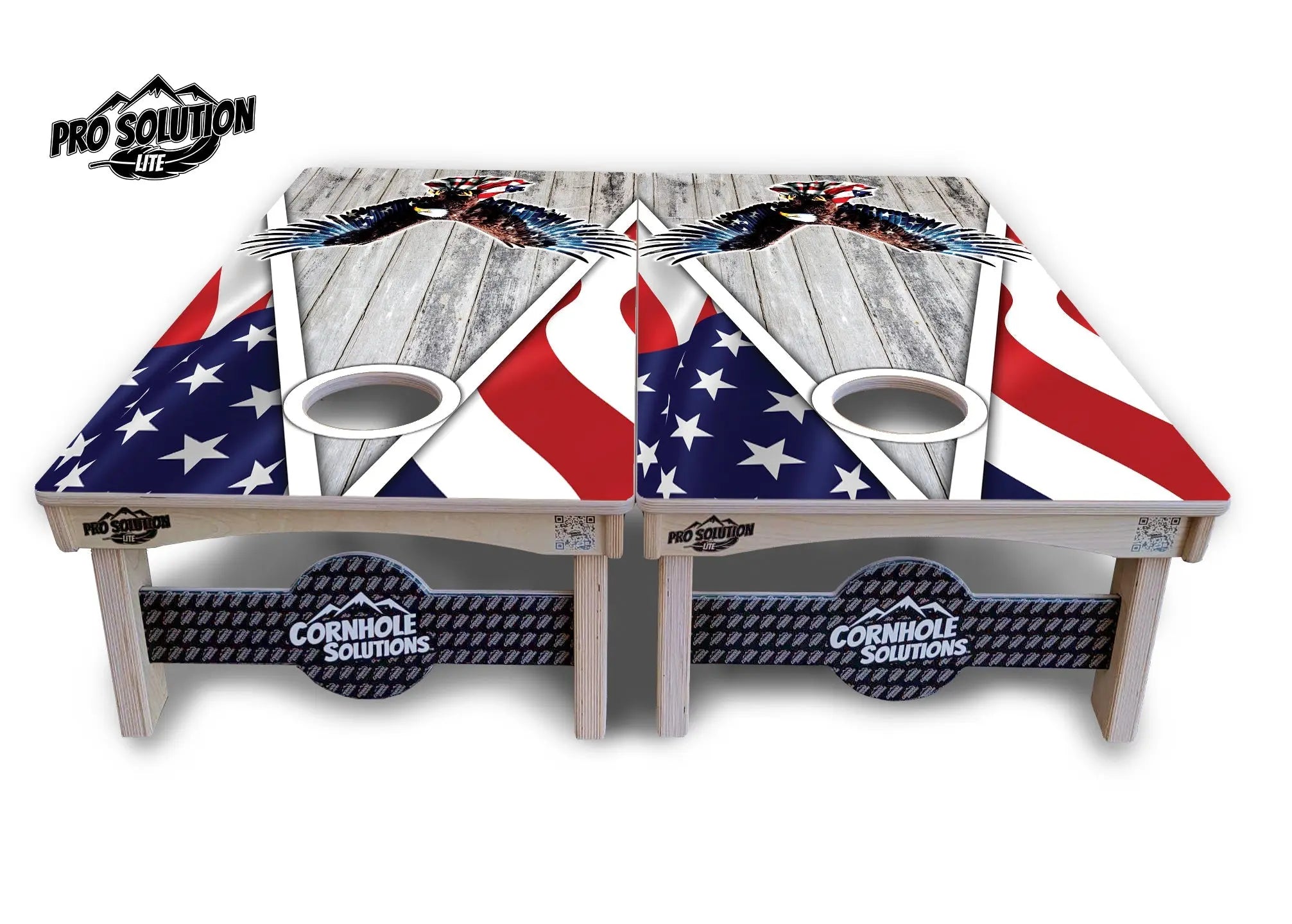 Eagle Triangle Whitewash Cornhole Boards - Pro Solution Lite Series by Cornhole Solutions, custom cornhole board detail photo 2