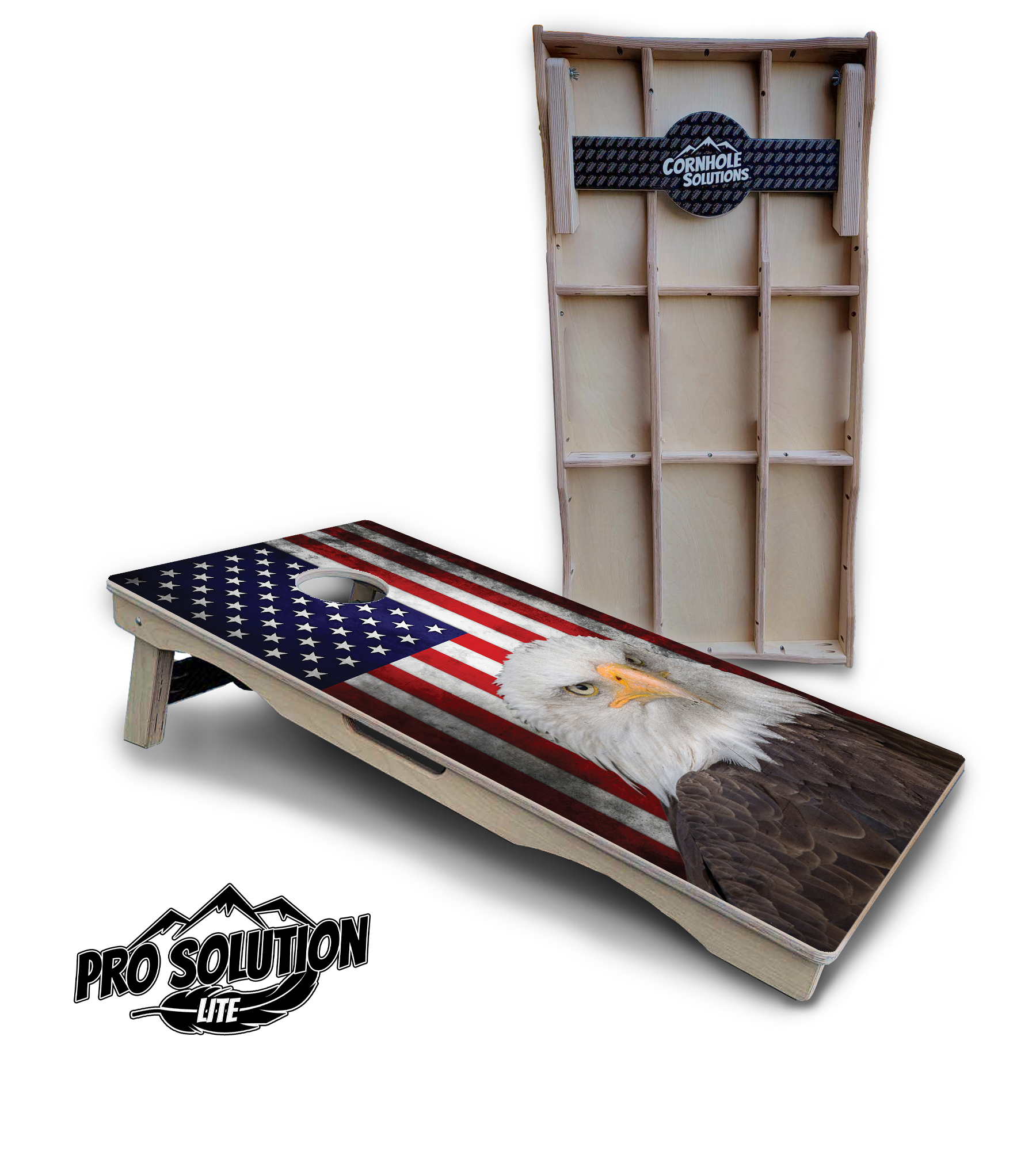 Eagle USA Flag Cornhole Boards - Pro Solution Lite Series by Cornhole Solutions, custom cornhole board main product photo
