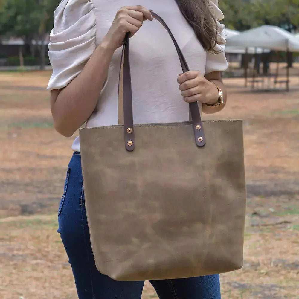 Eden LARGE Leather Tote Bag - Classic by Mission Mercantile Leather Goods, handmade leather goods main product photo
