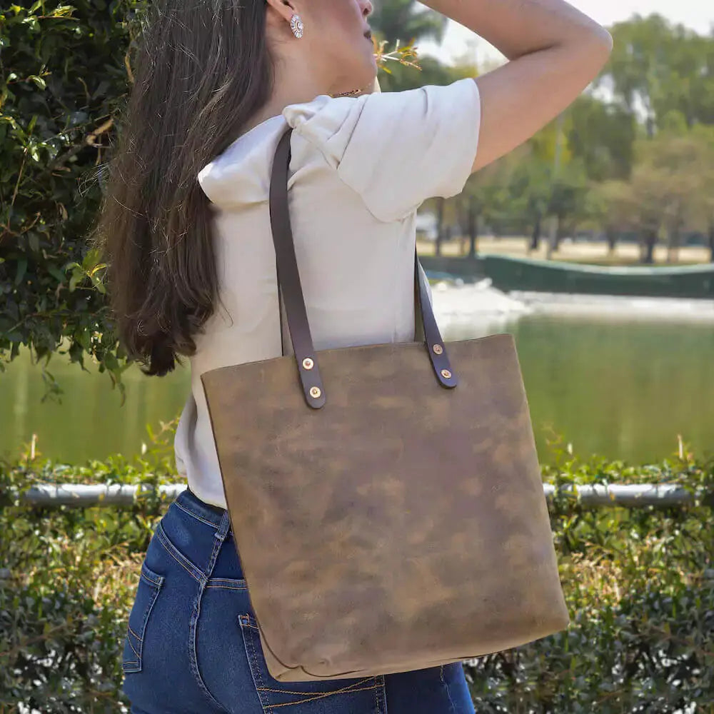 Eden MEDIUM Leather Tote Bag - Classic by Mission Mercantile Leather Goods, handmade leather goods main product photo