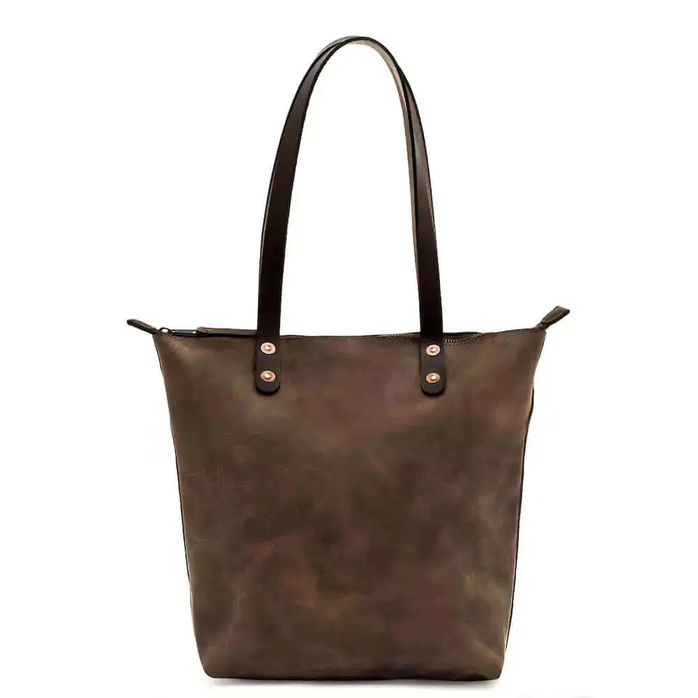 Eden MEDIUM Leather Tote Bag - Zippered by Mission Mercantile Leather Goods, handmade leather goods detail photo 24