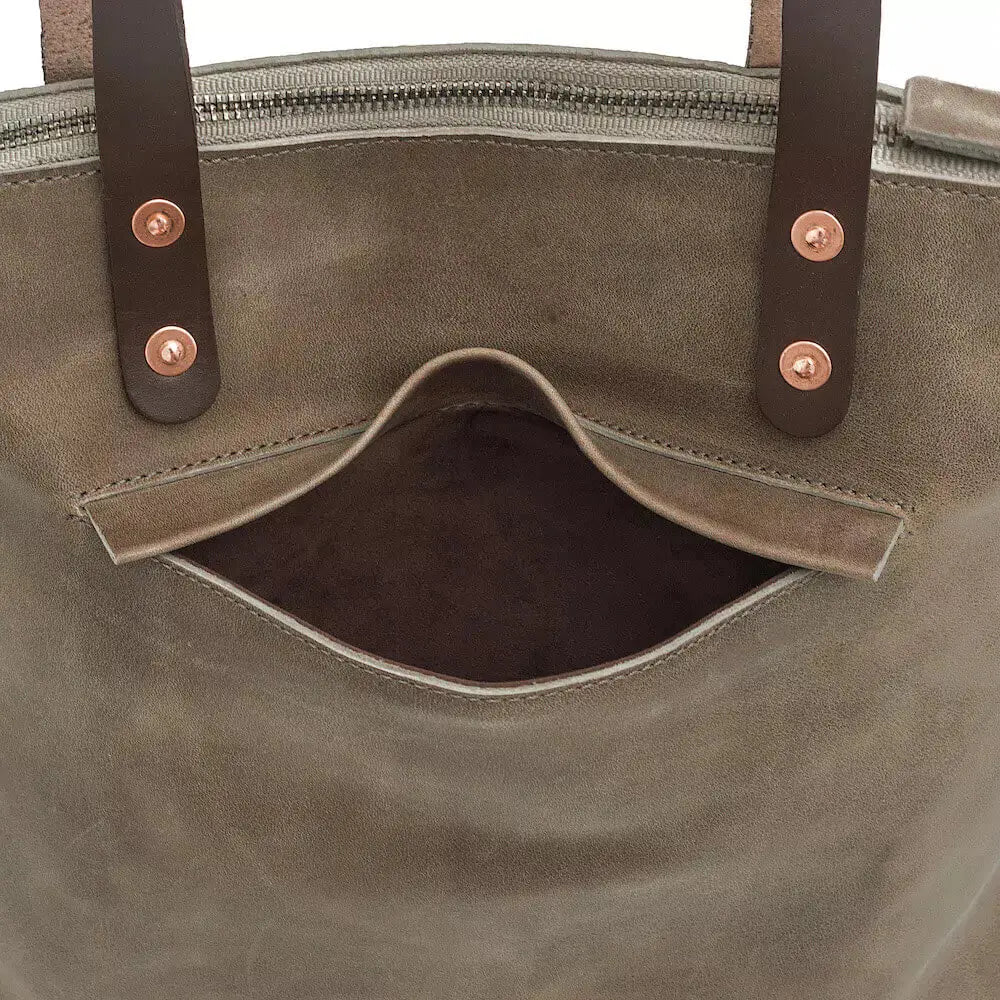 Eden MEDIUM Leather Tote Bag - Zippered by Mission Mercantile Leather Goods, handmade leather goods detail photo 28
