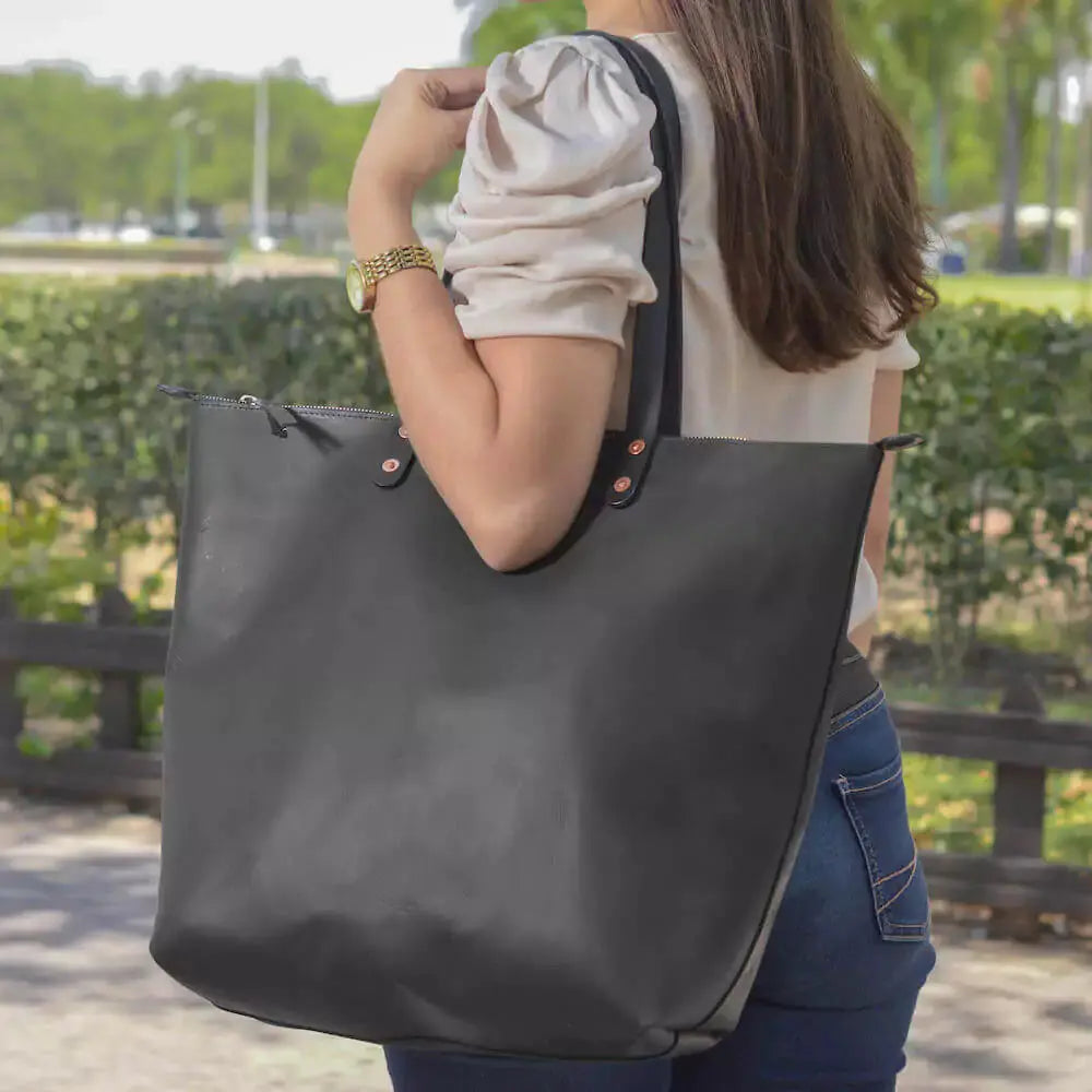 Eden OVERSIZED Leather Tote Bag - Zippered by Mission Mercantile Leather Goods, handmade leather goods main product photo