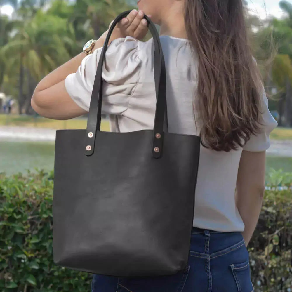 Eden SMALL Leather Tote Bag - Classic by Mission Mercantile Leather Goods, handmade leather goods main product photo
