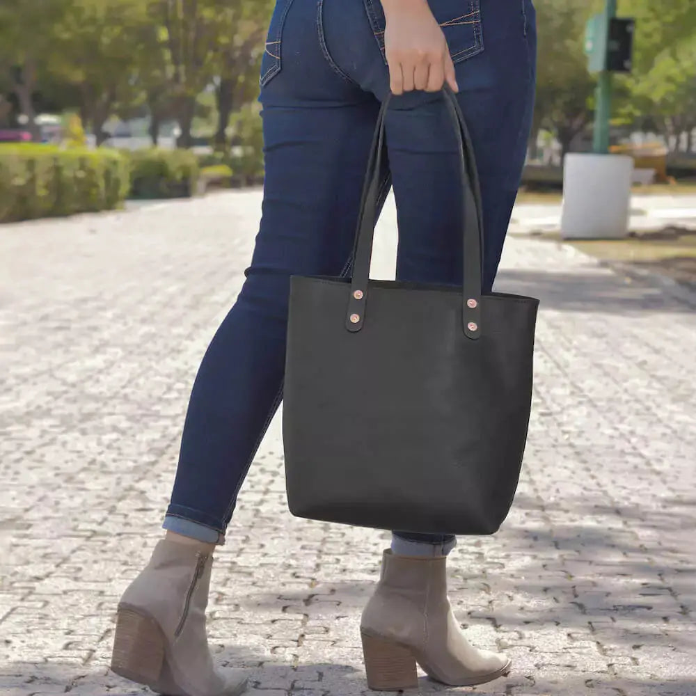 Eden SMALL Leather Tote Bag - Classic by Mission Mercantile Leather Goods, handmade leather goods detail photo 2