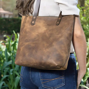 Eden SMALL Leather Tote Bag - Zippered by Mission Mercantile Leather Goods, handmade leather goods detail photo 3