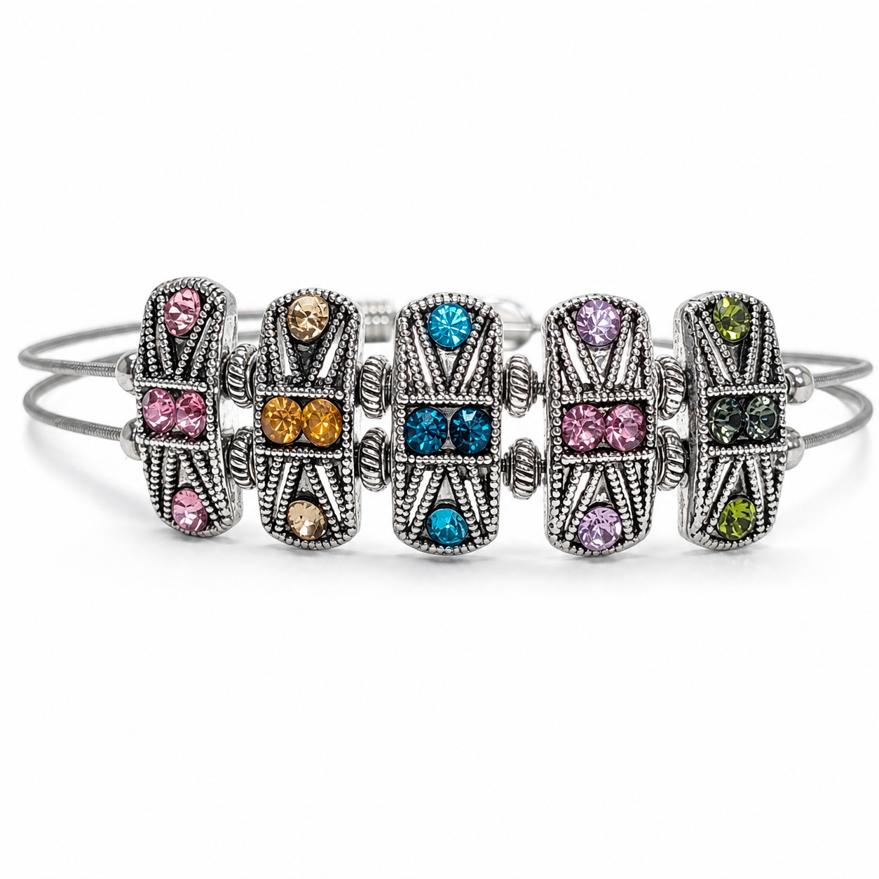 Colorful rhinestone guitar string bracelet by N Harmony Jewelry