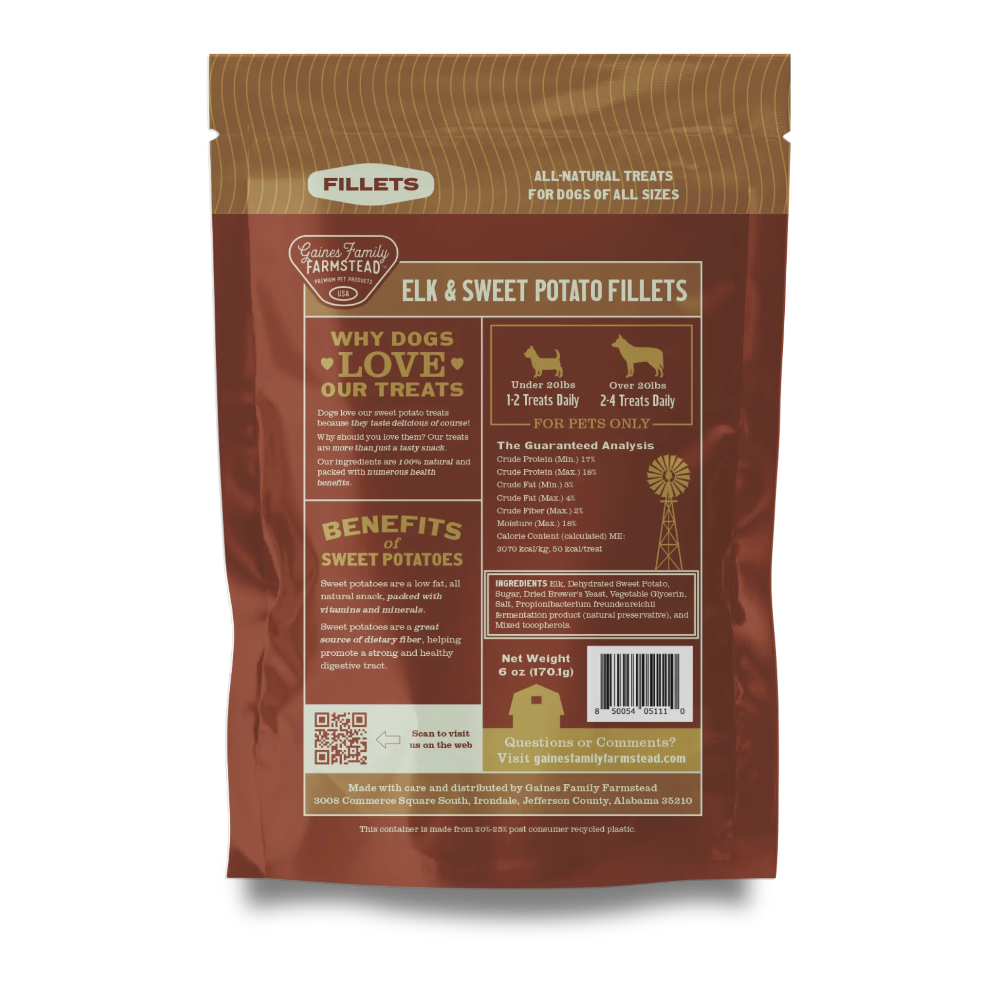 Elk and Sweet Potato Fillets limited ingredient dog treats