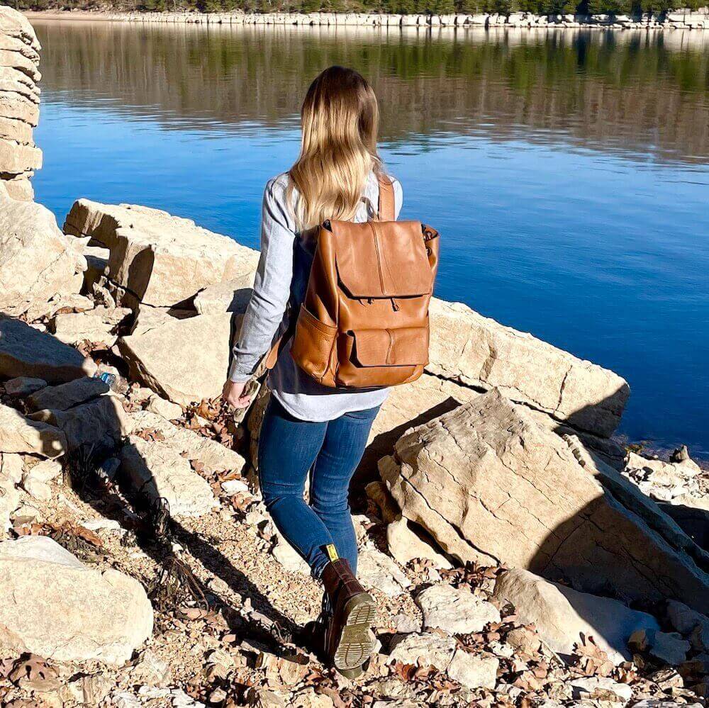 Ellington Leather Backpack by Mission Mercantile Leather Goods, handmade leather goods detail photo 2