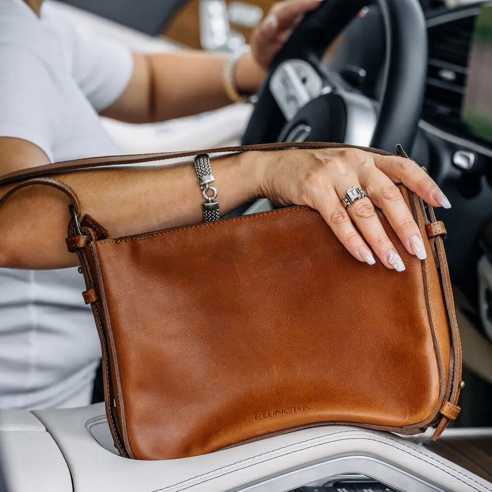 Ellington Leather Crossbody Purse by Mission Mercantile Leather Goods, natural skincare main product photo