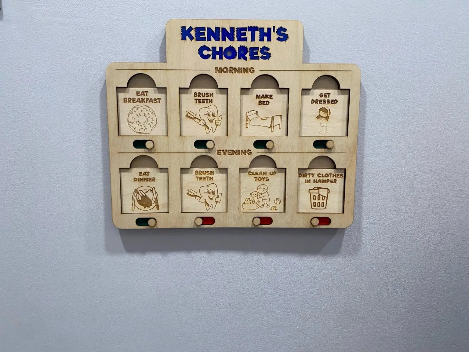 Engraved Wooden Chore Chart by Poor Hog Customs, household supplies main product photo