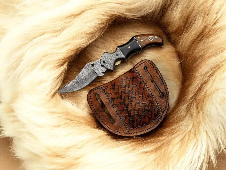 Every Day Carry Knife – 3 inch Blade | bone handle pocket knife by Damascus Knife Store, Damascus knife main product photo