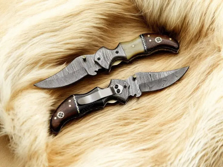 Every Day Carry Knife – 3 inch Blade | bone handle pocket knife by Damascus Knife Store, Damascus knife detail photo 2