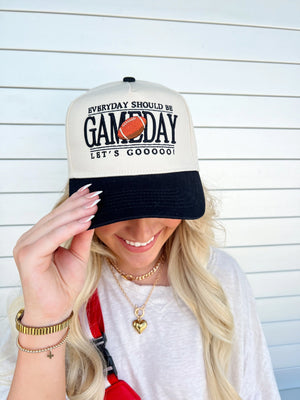 Everyday Should Be Gameday - Black Vintage Trucker Hat KenzKustomz