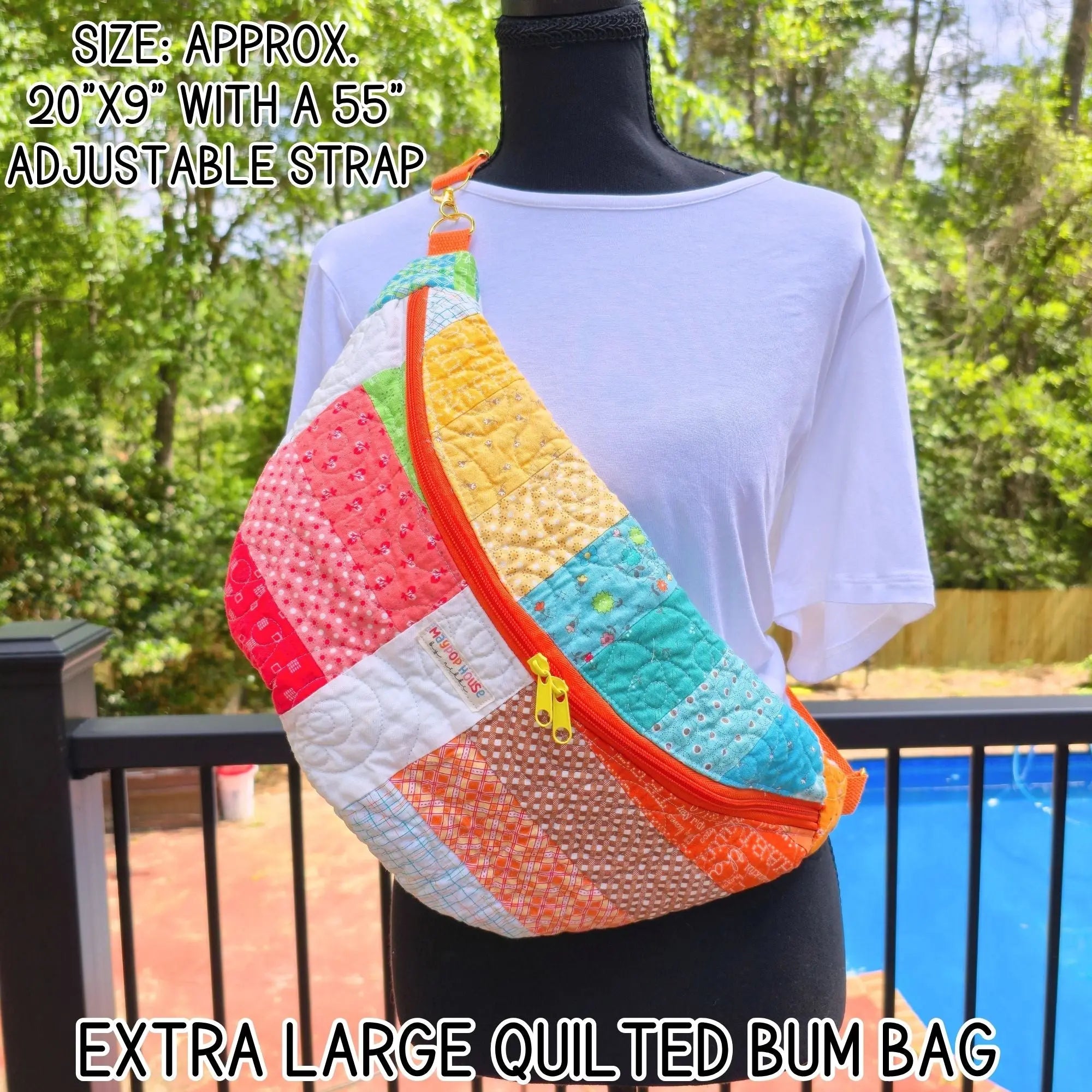 Extra Large Quilted Bum Bag, Patchwork Sling Bag, Upcycled Quilt Bag, Boho Crossbody Bag, Handmade Belt Bag, Hippie Fanny Pack Purse by Maypop House Designs, natural skincare