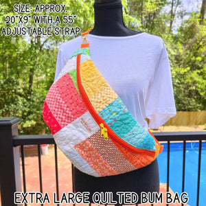Extra Large Quilted Bum Bag, Patchwork Sling Bag, Upcycled Quilt Bag, Boho Crossbody Bag, Handmade Belt Bag, Hippie Fanny Pack Purse Maypop House Designs