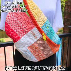 Extra Large Quilted Bum Bag, Patchwork Sling Bag, Upcycled Quilt Bag, Boho Crossbody Bag, Handmade Belt Bag, Hippie Fanny Pack Purse Maypop House Designs