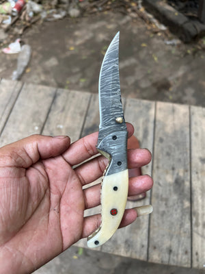 Frontrunner Camel Bone folding knife with Leather Sheath