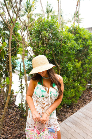 Raffia Bucket Hat with Charms