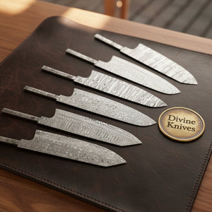 Santoku and Bunka Blade Blanks Set for Custom Kitchen Knives by Divine Knives — product view 4