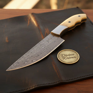Contoured Bone Handle Skinner by Divine Knives — detail view 2