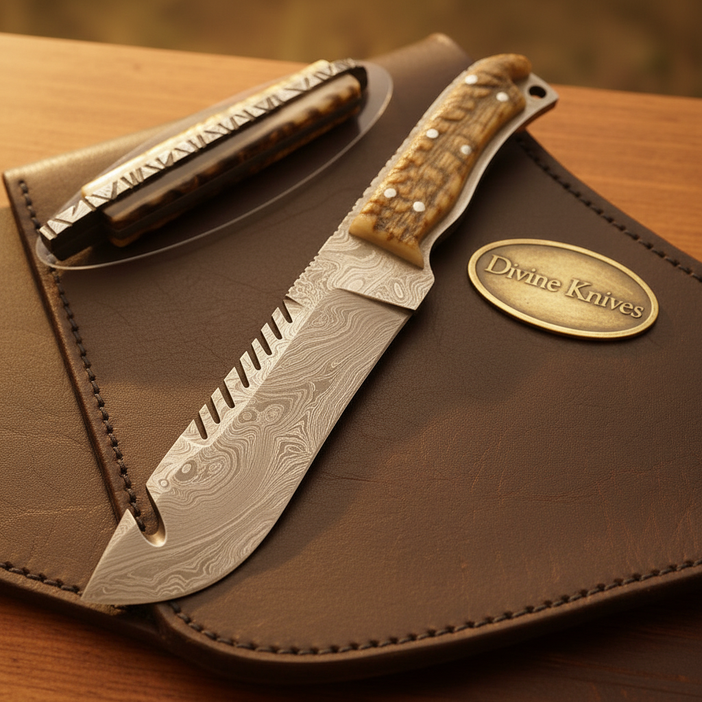 Ram Horn Sawback Survival Knife by Divine Knives — detail view 2