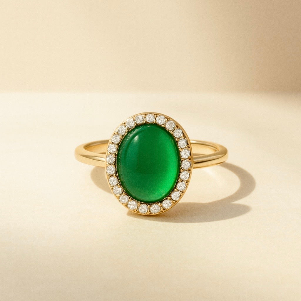 Amélie - Green Agate Ring handmade jewelry by Ke Bella