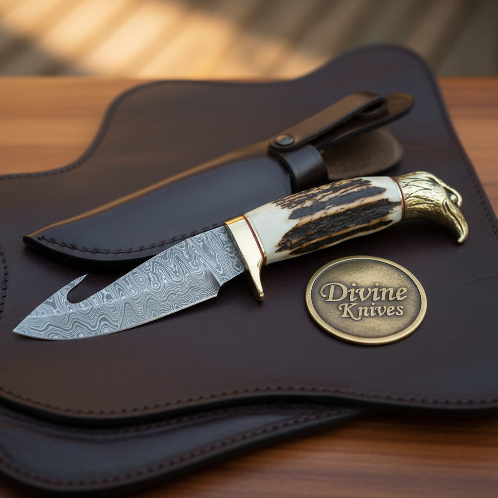 Eagle Head Gut Hook Knife by Divine Knives