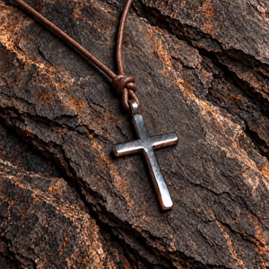 FAITH Classic Cross Necklace - Bronze on Leather Cord