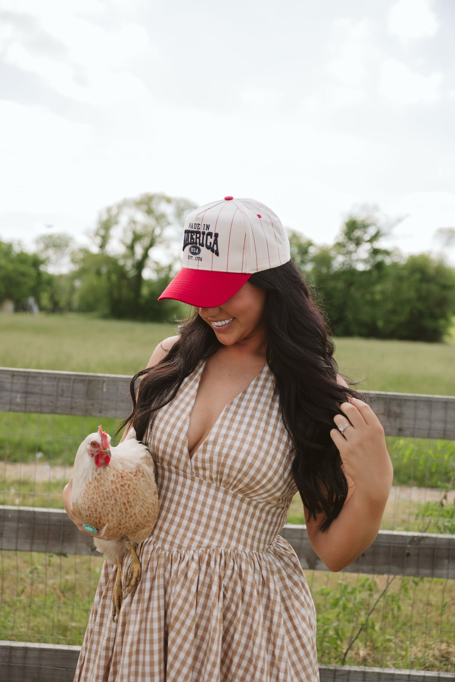 Made in America - Red Stripe Vintage Trucker Hat KenzKustomz