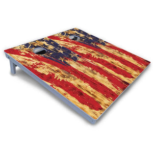 Faded Brush Burnt Flag Cornhole Boards - All Weather Series by Cornhole Solutions, custom cornhole board detail photo 3