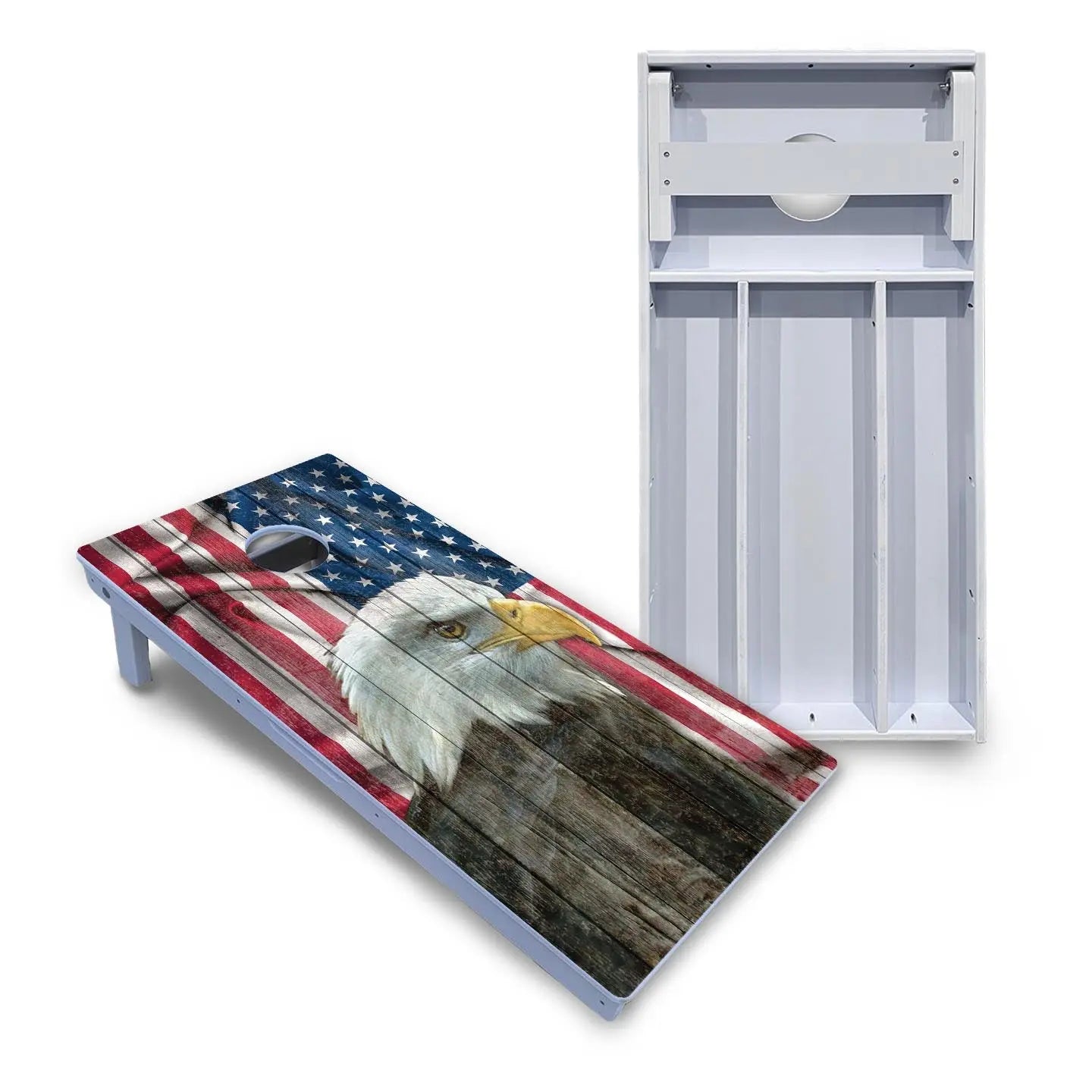 Faded Eagle Flag Cornhole Boards - All Weather Series by Cornhole Solutions, custom cornhole board main product photo