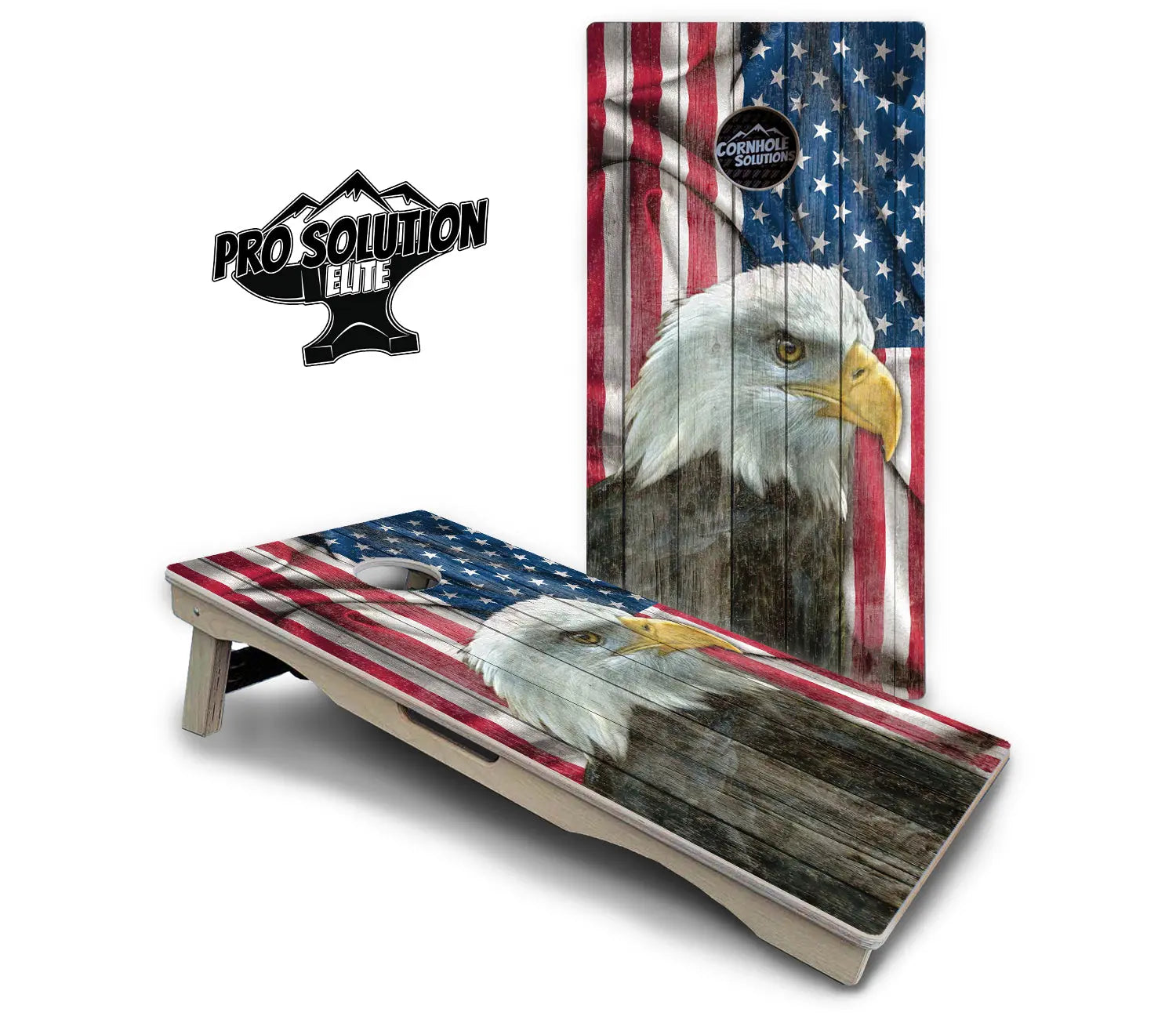 Faded Eagle Flag Cornhole Boards - Pro Solution Elite Series by Cornhole Solutions, custom cornhole board detail photo 2