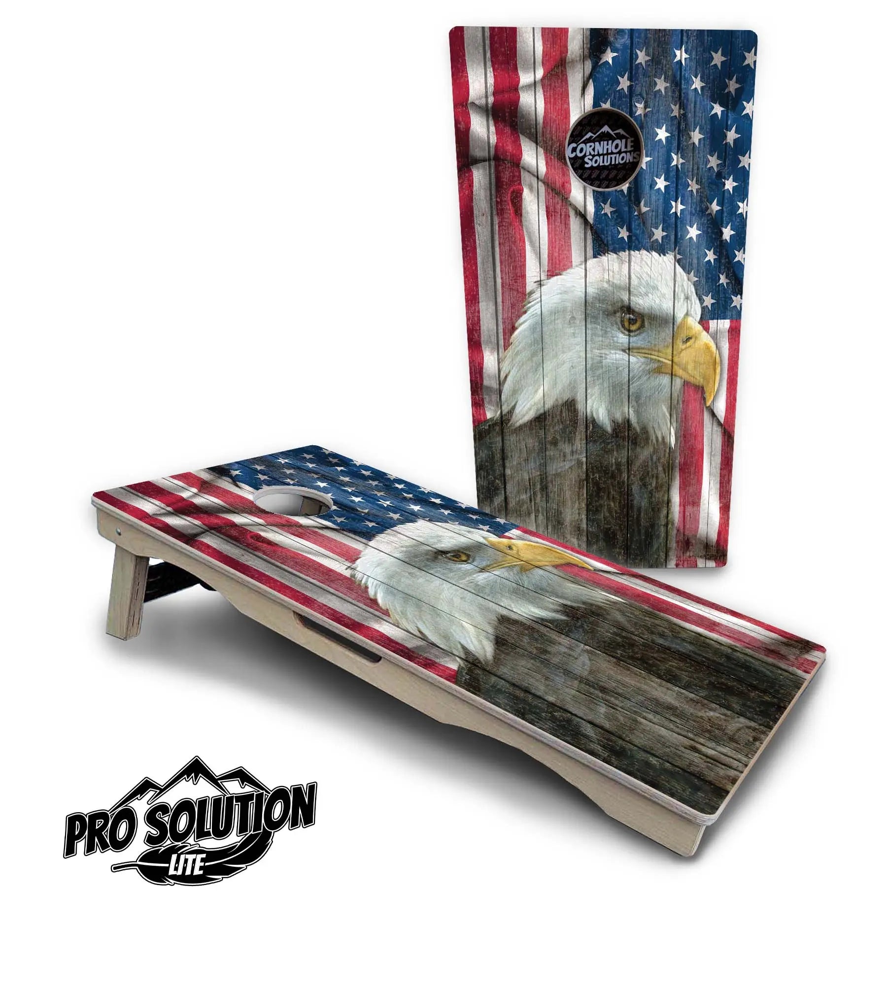 Faded Eagle Flag Cornhole Boards - Pro Solution Lite Series Cornhole Solutions