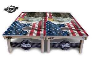 Faded Eagle Flag Cornhole Boards - Pro Solution Lite Series Cornhole Solutions