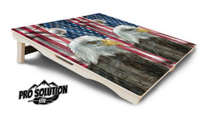 Faded Eagle Flag Cornhole Boards - Pro Solution Lite Series Cornhole Solutions