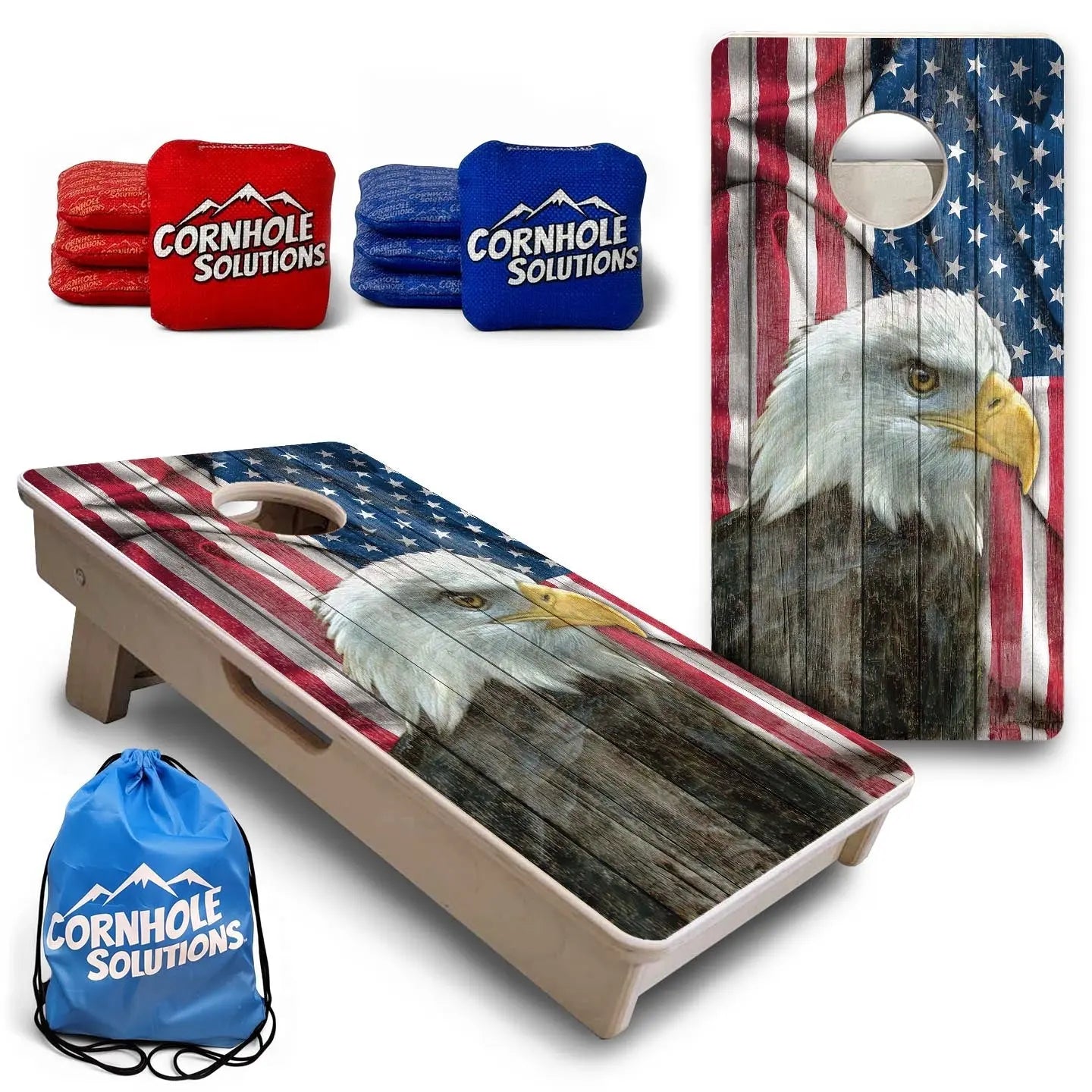 Faded Eagle Flag - Mini or Vacation Size Cornhole Boards by Cornhole Solutions, custom cornhole board main product photo