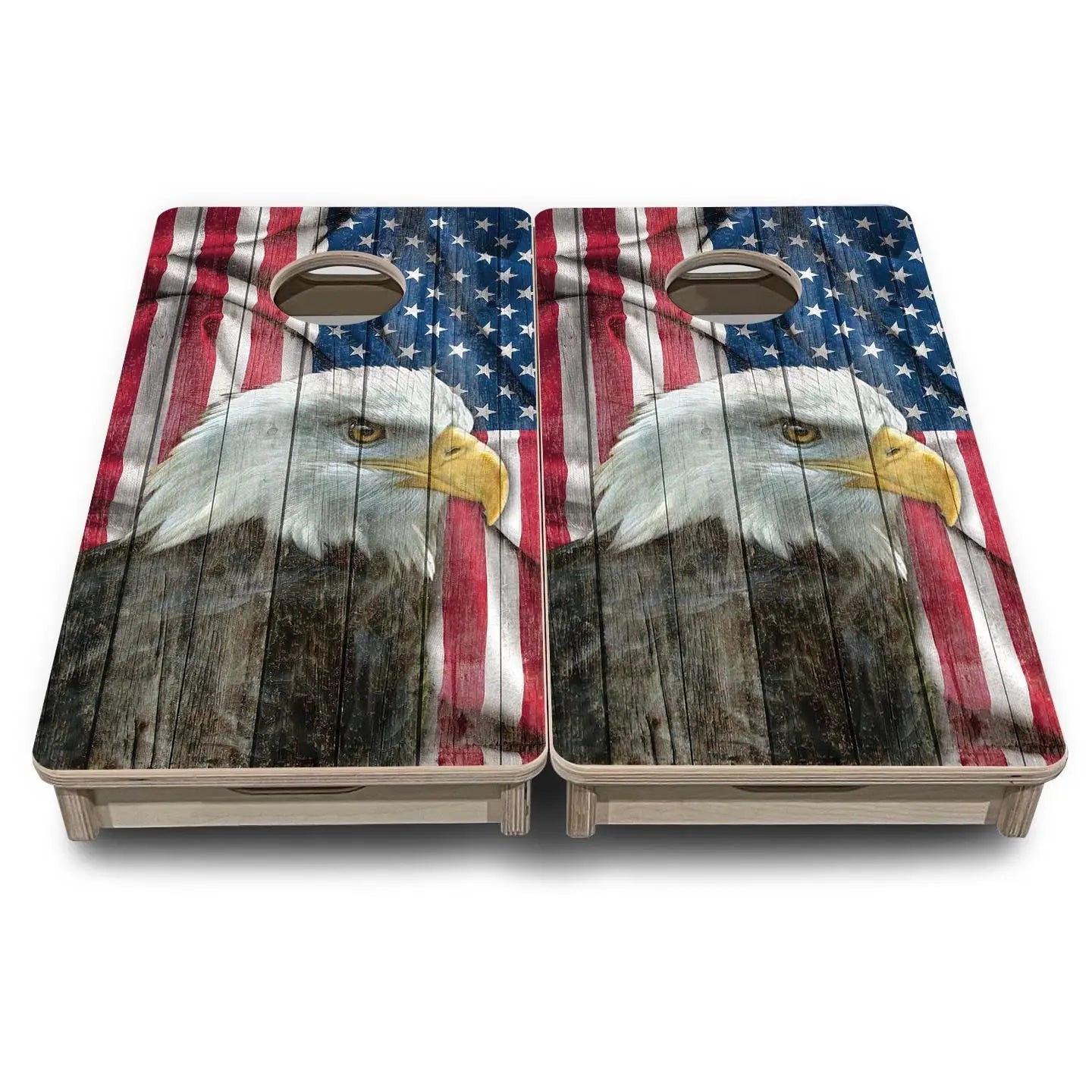 Faded Eagle Flag - Mini or Vacation Size Cornhole Boards by Cornhole Solutions, custom cornhole board detail photo 2