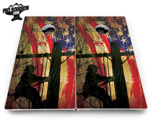 Faded Lineman Flag Cornhole Boards - Pro Solution Elite Series by Cornhole Solutions, custom cornhole board detail photo 4