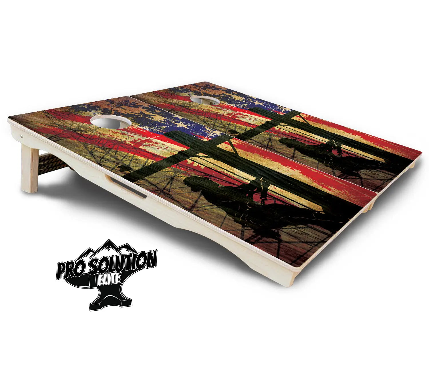 Faded Lineman Flag Cornhole Boards - Pro Solution Elite Series by Cornhole Solutions, custom cornhole board detail photo 5