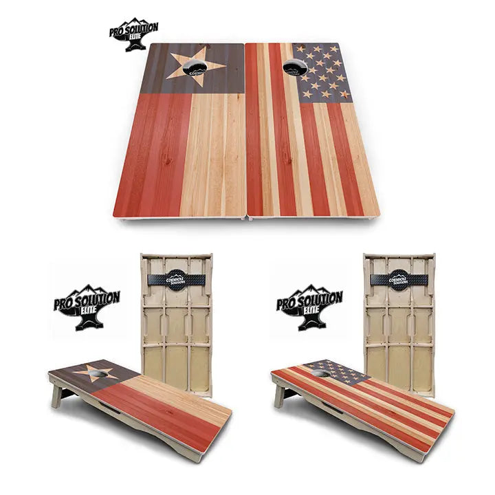 Faded Texas & American Flag Cornhole Boards - Pro Solution Elite Series Cornhole Solutions