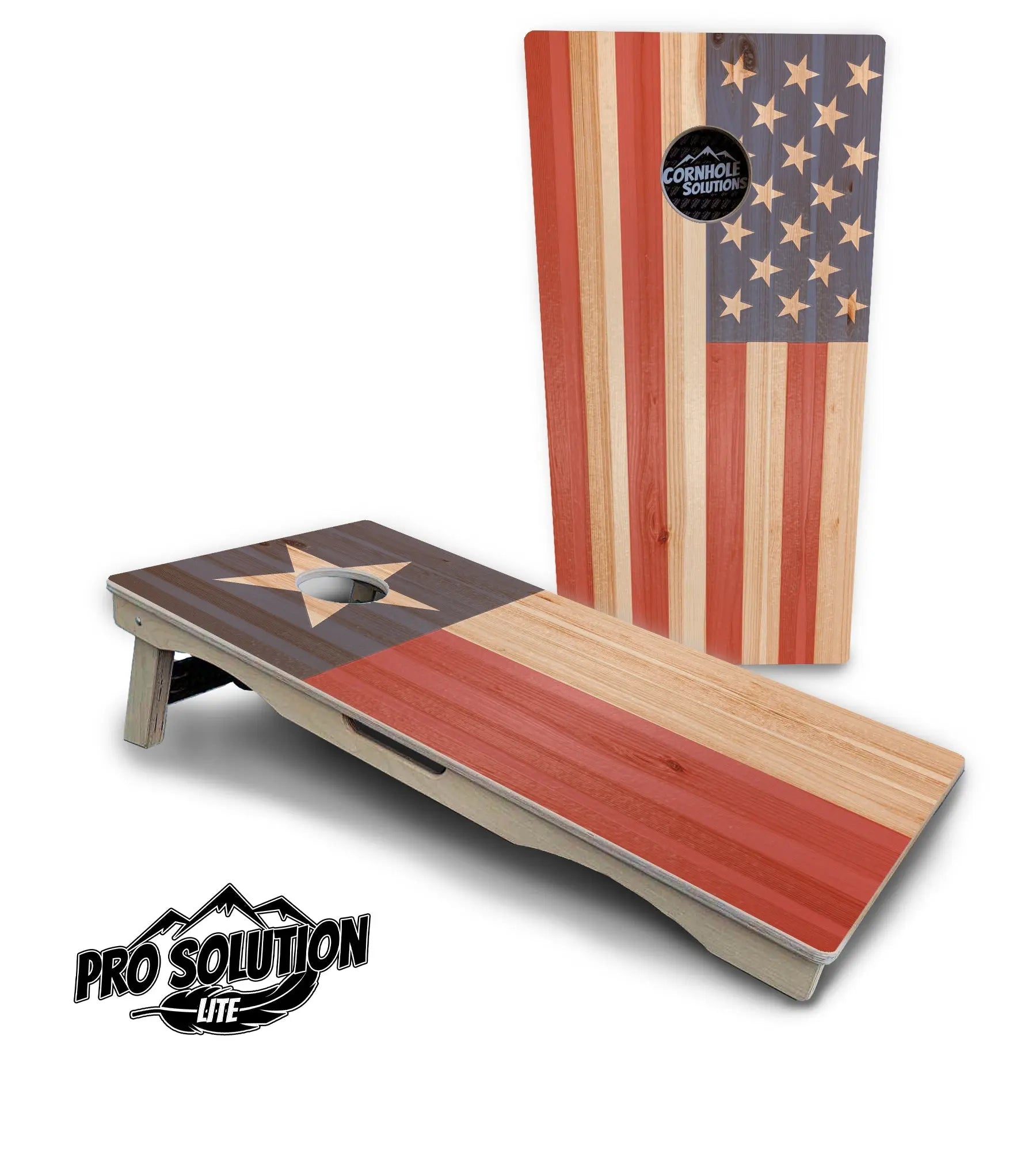 Faded USA/TX Flag Cornhole Boards - Pro Solution Lite Series Cornhole Solutions