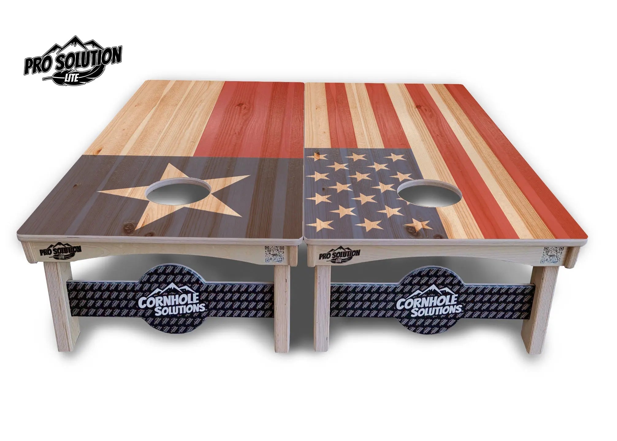 Faded USA/TX Flag Cornhole Boards - Pro Solution Lite Series by Cornhole Solutions, custom cornhole board detail photo 2