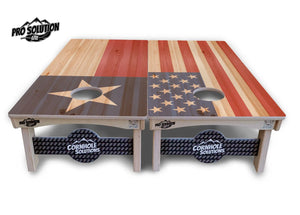 Faded USA/TX Flag Cornhole Boards - Pro Solution Lite Series Cornhole Solutions