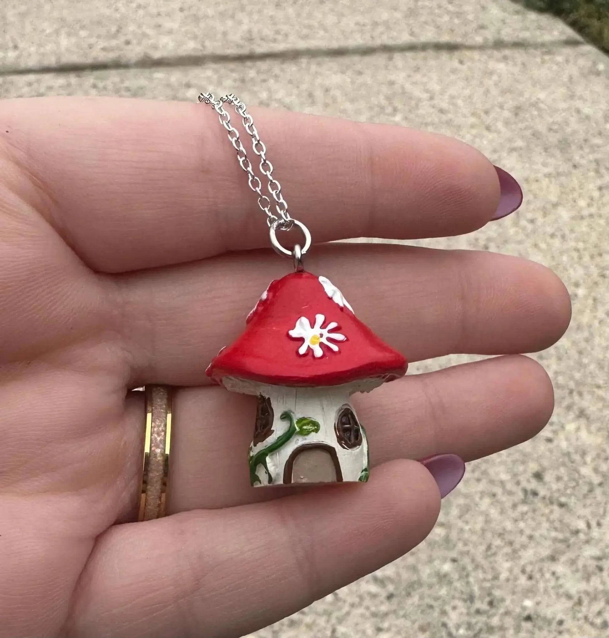 Fairy Mushroom House Necklace: Cottagecore Jewelry, Handmade in Mississippi